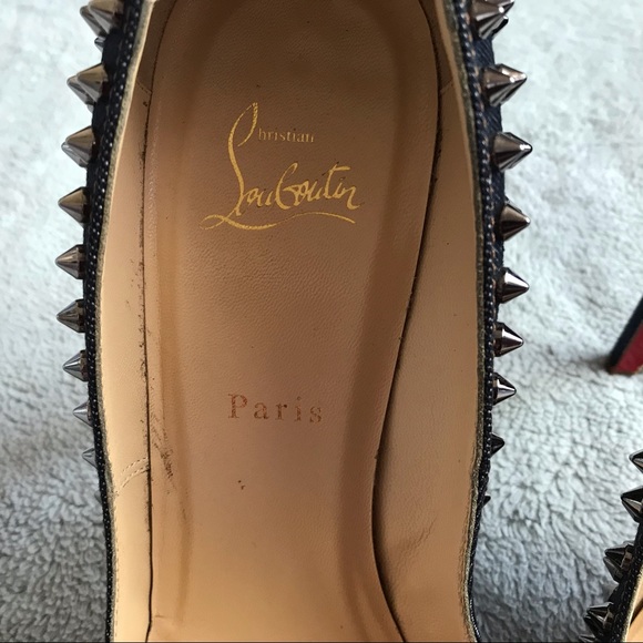 Christian Louboutin Pigalle Studded Denim Pumps - Picture 9 of 16